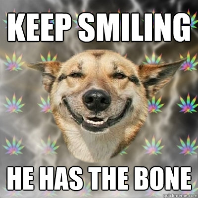 Keep smiling he has the bone  Stoner Dog