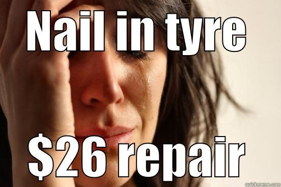 NAIL IN TYRE $26 REPAIR First World Problems