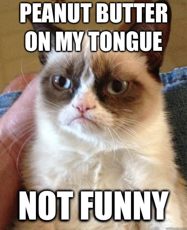 Peanut butter on my tongue Not funny - Peanut butter on my tongue Not funny  Grumpy Cat