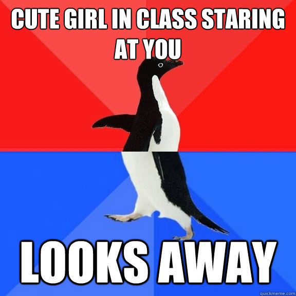 cute girl in class staring at you looks away - cute girl in class staring at you looks away  Misc