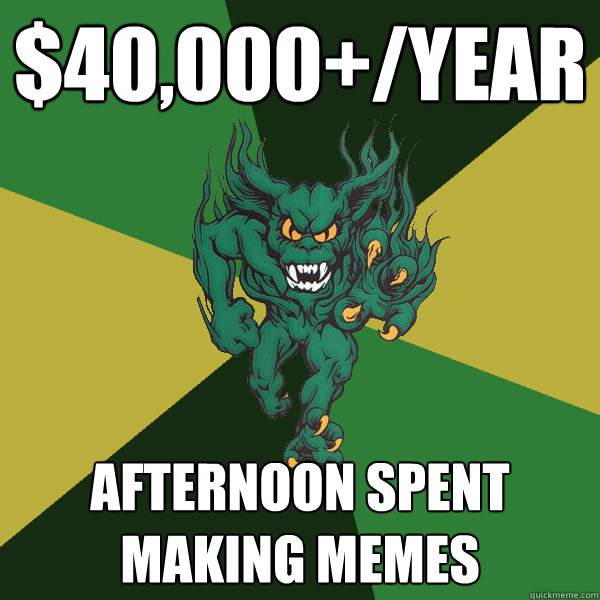 $40,000+/year afternoon spent making memes  Green Terror