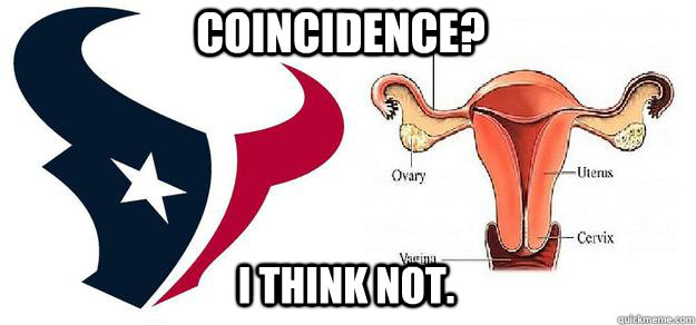 Coincidence? I THINK NOT.  Stupid Texans
