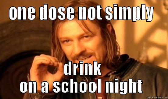 ONE DOSE NOT SIMPLY  DRINK ON A SCHOOL NIGHT  Boromir