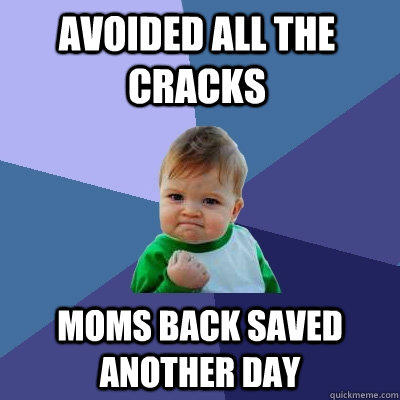 Avoided all the cracks Moms back saved another day - Avoided all the cracks Moms back saved another day  Success Kid