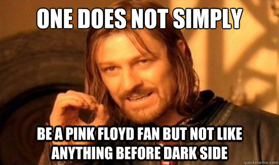 One Does Not Simply be a pink floyd fan but not like anything before dark side  Boromir