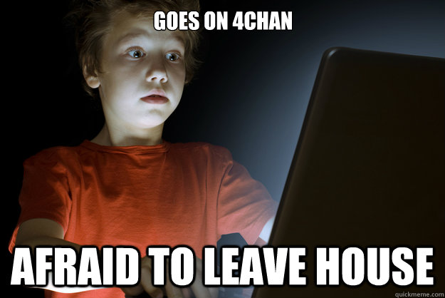 goes on 4chan afraid to leave house  scared first day on the internet kid