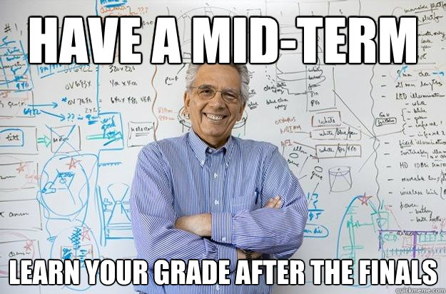 have a mid-term learn your grade after the finals - have a mid-term learn your grade after the finals  Engineering Professor