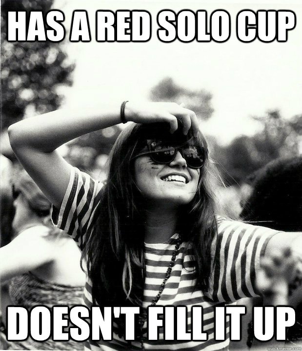 has a red solo cup doesn't fill it up  Georgetown Hipster