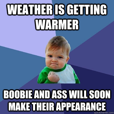 weather is getting warmer boobie and ass will soon make their appearance   Success Kid