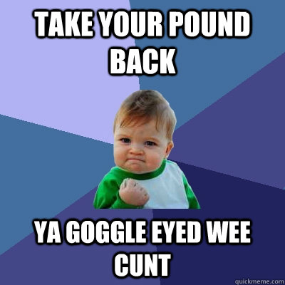 Take Your Pound Back YA GOGGLE EYED WEE CUNT  Success Kid