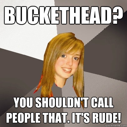 Buckethead? You shouldn't call people that. It's Rude!  Musically Oblivious 8th Grader