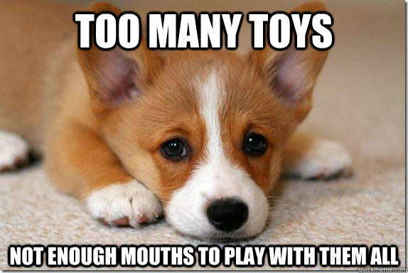 too many toys not enough mouths to play with them all  