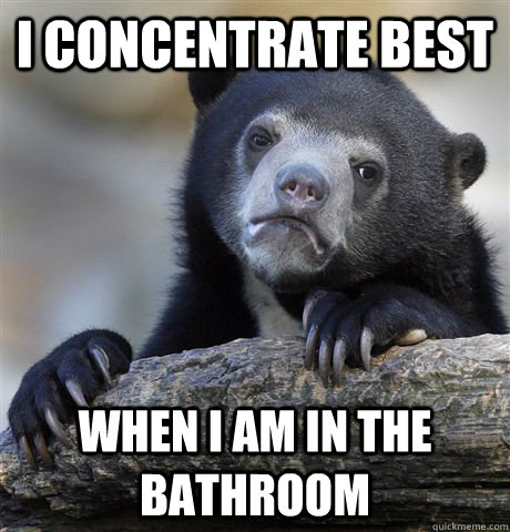 I concentrate best When I am in the bathroom  Confession Bear
