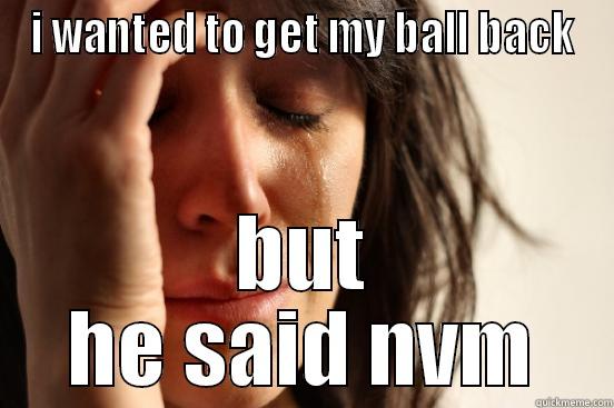 I WANTED TO GET MY BALL BACK BUT HE SAID NVM First World Problems