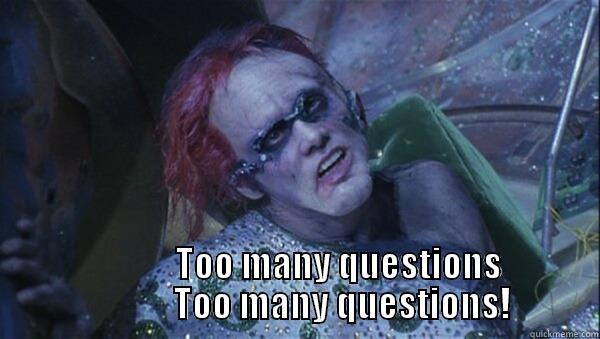 Too Many Questions -              TOO MANY QUESTIONS              TOO MANY QUESTIONS! Misc