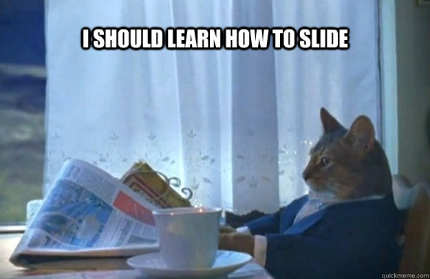 I should learn how to slide  Sophisticated Cat