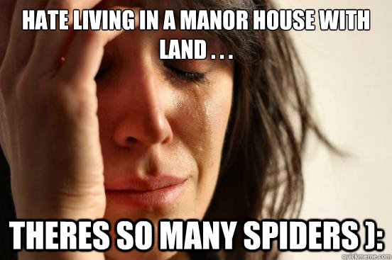 Hate living in a manor house with land . . . theres so many spiders ):  First World Problems