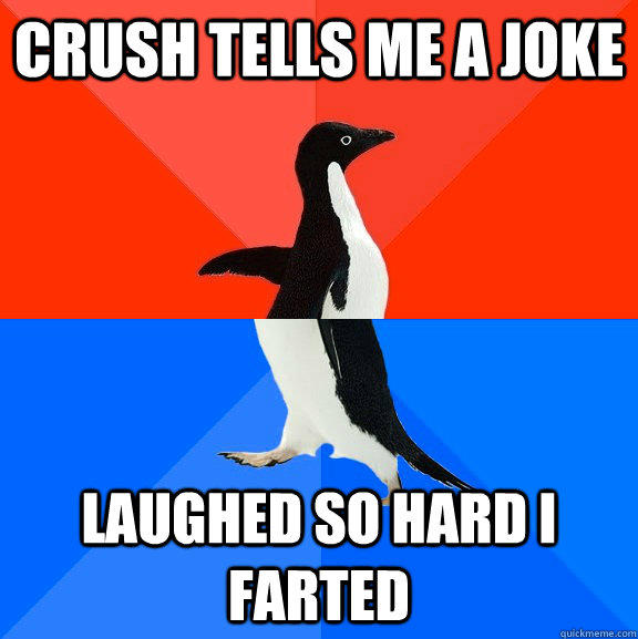 Crush tells me a joke Laughed so hard I farted - Crush tells me a joke Laughed so hard I farted  Socially Awesome Awkward Penguin