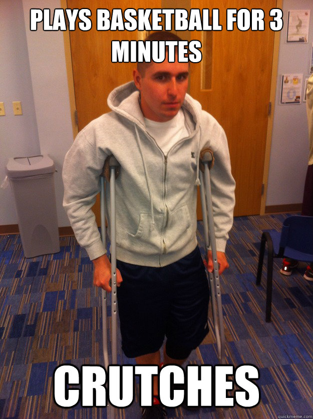 plays basketball for 3 minutes crutches  Bad Luck Bretscher