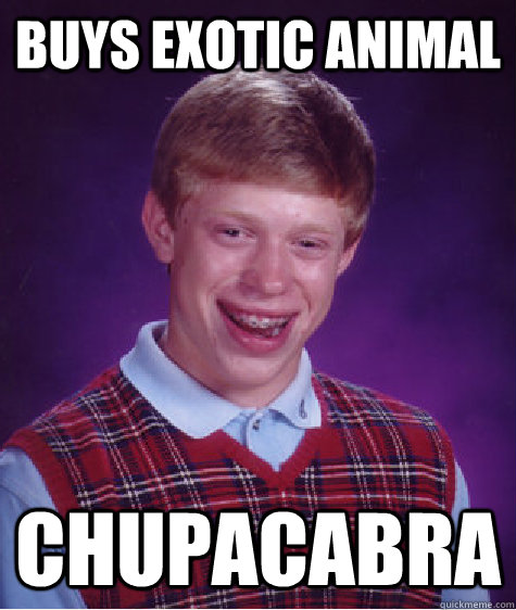 buys exotic animal chupacabra  Bad Luck Brian