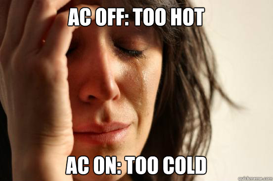 AC OFF: TOO HOT AC ON: TOO COLD  First World Problems