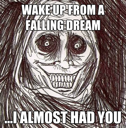 Wake up from a falling dream ...I almost had you  Horrifying Houseguest