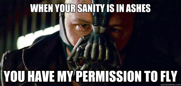 When your sanity is in ashes you have my permission to fly  Bane