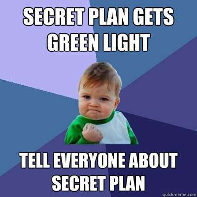 Secret Plan gets green light tell everyone about secret plan  Success Kid