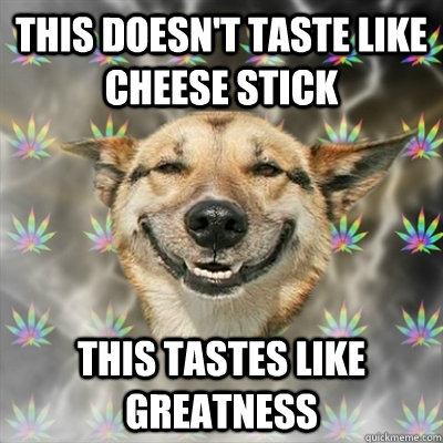 This doesn't taste like cheese stick this tastes like greatness  Stoner Dog