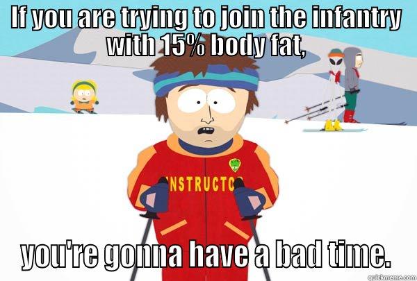 IF YOU ARE TRYING TO JOIN THE INFANTRY WITH 15% BODY FAT, YOU'RE GONNA HAVE A BAD TIME. Super Cool Ski Instructor