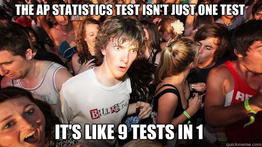 The AP statistics test isn't just one test it's like 9 tests in 1  Sudden Clarity Clarence