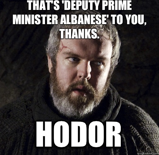 That's 'Deputy Prime Minister Albanese' to you, thanks.  Hodor  Hodor