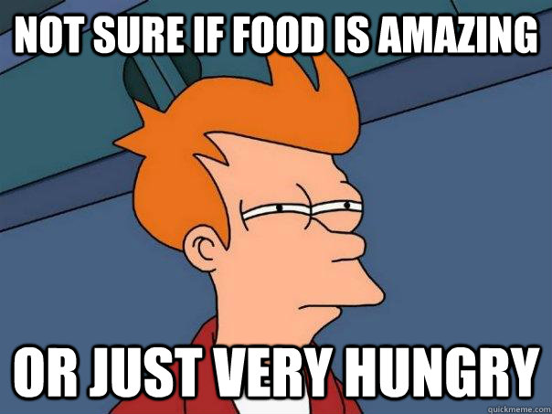 Not sure if food is amazing or just very hungry  Futurama Fry