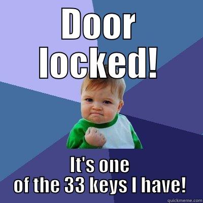 DOOR LOCKED! IT'S ONE OF THE 33 KEYS I HAVE! Success Kid