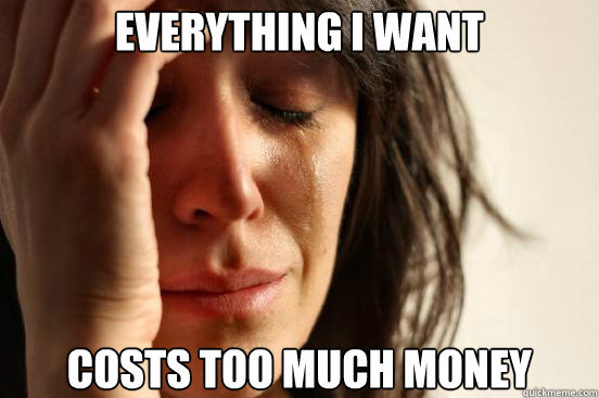 Everything I want Costs too much money  First World Problems