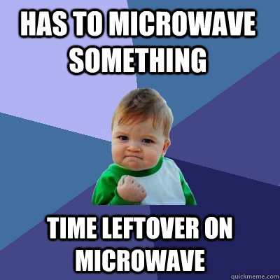 has to microwave something time leftover on microwave  Success Kid