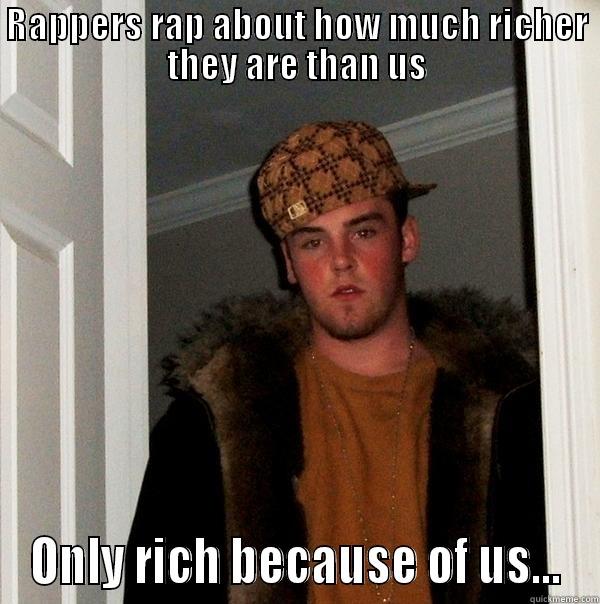 RAPPERS RAP ABOUT HOW MUCH RICHER THEY ARE THAN US ONLY RICH BECAUSE OF US... Scumbag Steve