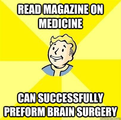Read Magazine on Medicine Can successfully preform Brain Surgery  Fallout 3