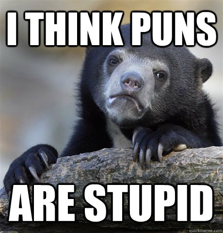 I think puns are stupid  Confession Bear