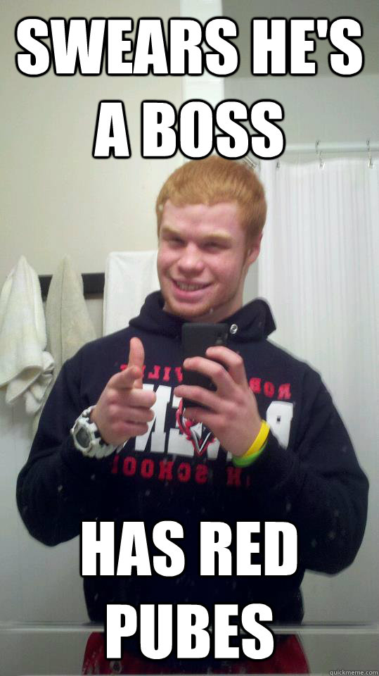 Swears he's a boss has red pubes stefanlol quickmeme