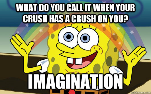 What do you call it when your crush has a crush on you? Imagination  - What do you call it when your crush has a crush on you? Imagination   imagination sponge bob