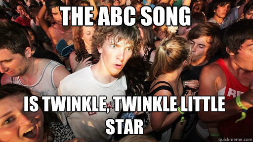 The abc song is twinkle, twinkle little star  Sudden Clarity Clarence