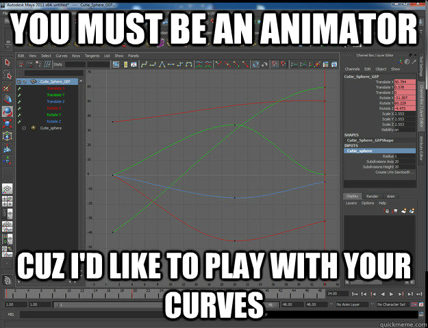 You must be an animator Cuz I'd like to play with your curves - Cheesy ...