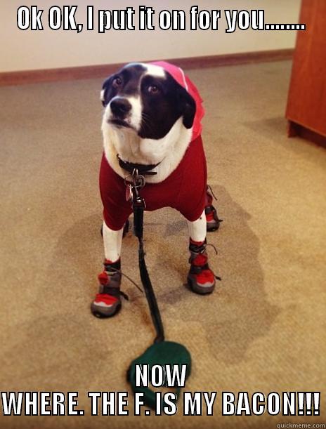 OK OK, I PUT IT ON FOR YOU........ NOW WHERE. THE F. IS MY BACON!!! Misc