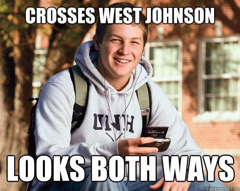 Crosses West Johnson Looks Both Ways  College Freshman