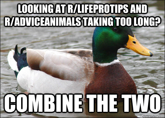 Looking at r/lifeprotips and r/adviceanimals taking too long? Combine the two  Actual Advice Mallard