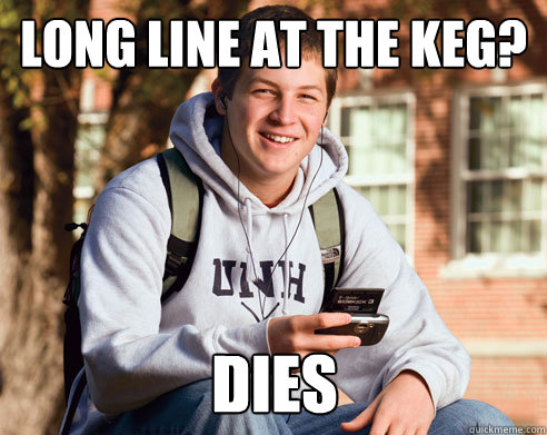 long line at the keg? dies  College Freshman