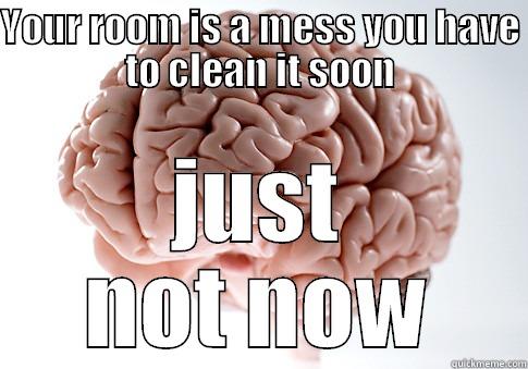 YOUR ROOM IS A MESS YOU HAVE TO CLEAN IT SOON JUST NOT NOW Scumbag Brain