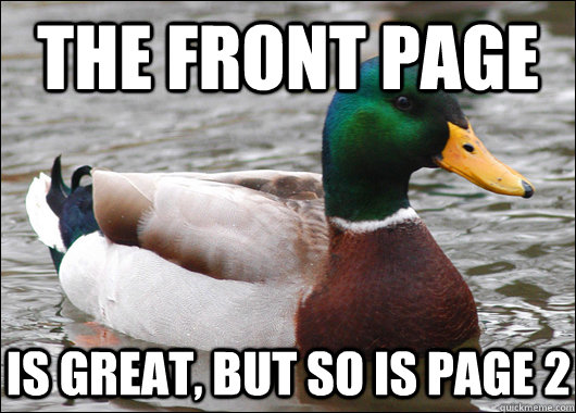 The front page is great, but so is page 2  Actual Advice Mallard
