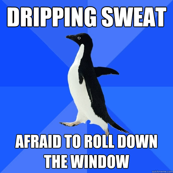 Dripping Sweat Afraid to roll down the window  Socially Awkward Penguin